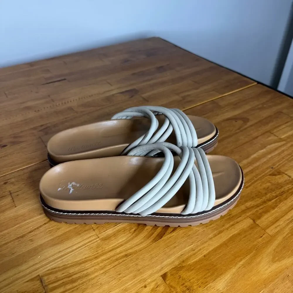 Madewelll Charley Strappy Leather Chunky Slide Sandals Size 7.5